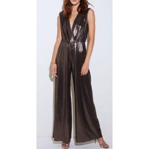 Amanda Uprichard Jumpsuit Gunnar Moonlight Metallic Deep USA Silvery Brown NYE S